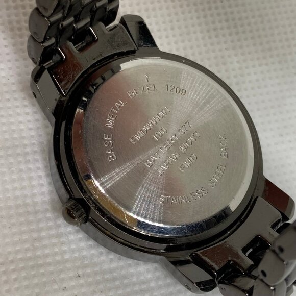 FMD women watch black tone crystals 34mm case quartz analog bracelet running - Picture 7 of 7